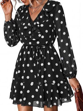 Floral Polka Dot Mini Dress with Belt - Cute Summer Dress for Women